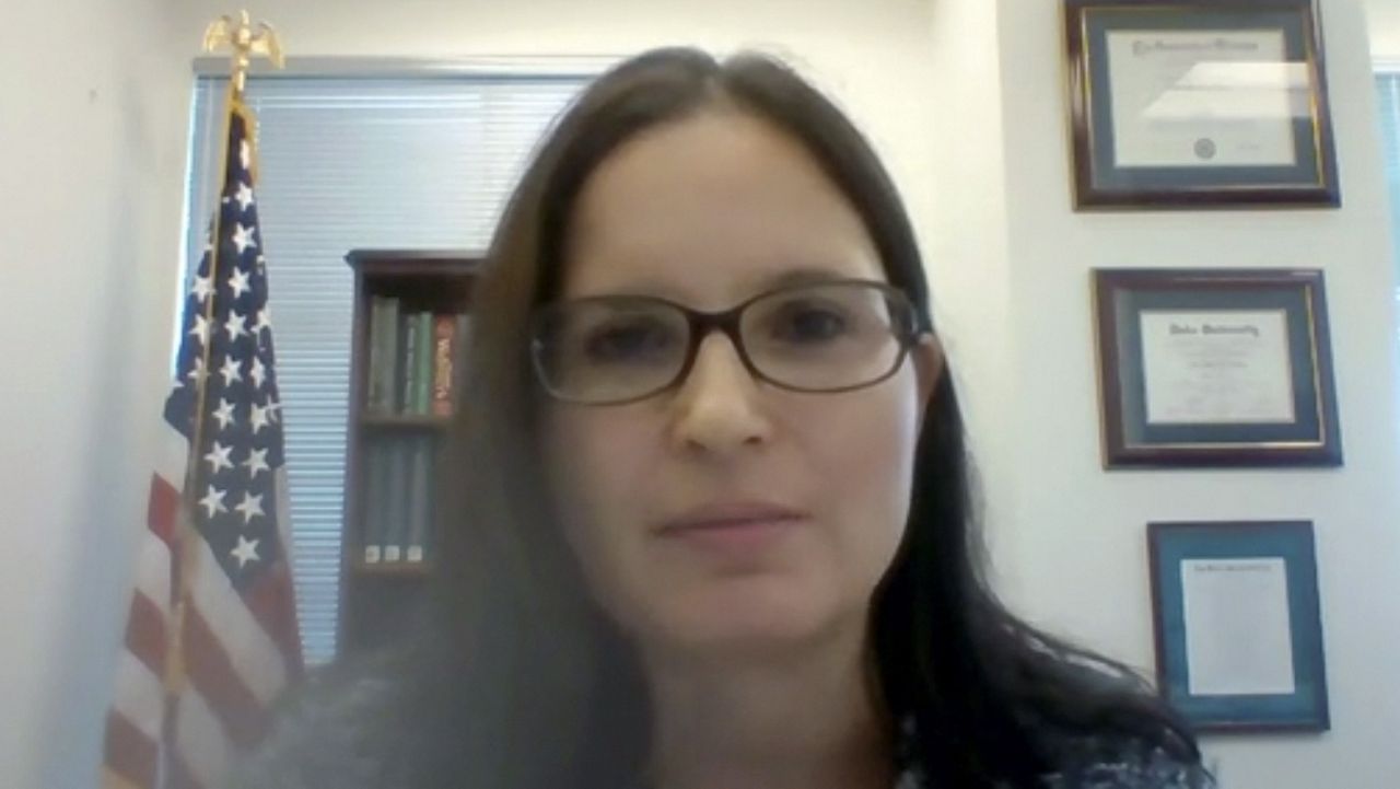 In this image from video provided by the U.S. Senate, Aileen M. Cannon speaks remotely during a Senate Judiciary Committee oversight nomination hearing to be U.S. District Court for the Southern District of Florida on July 29, 2020, in Washington. (U.S. Senate via AP, File)